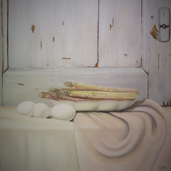 Witte eieren met asperges