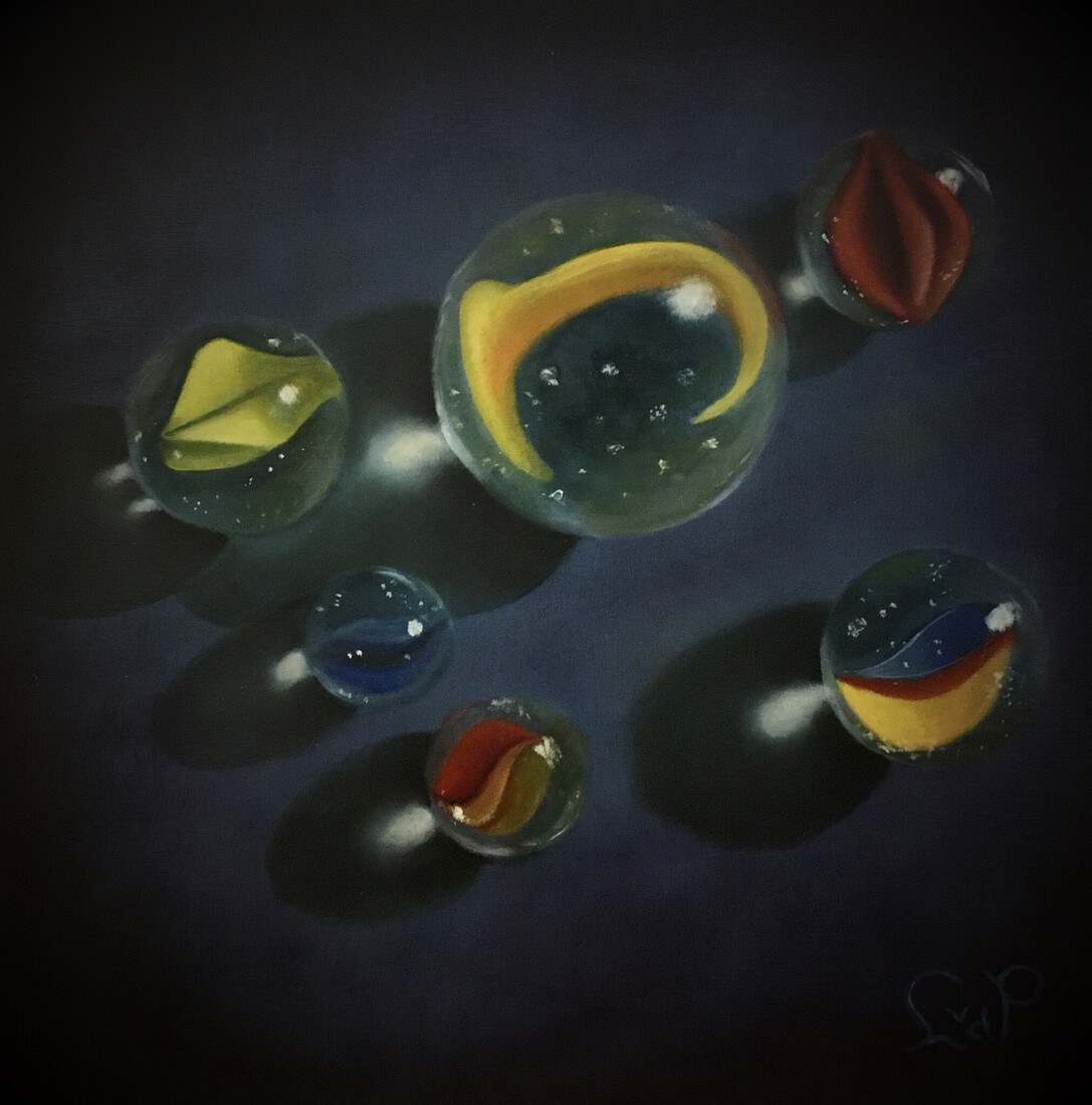 Zes glazen bolletjes