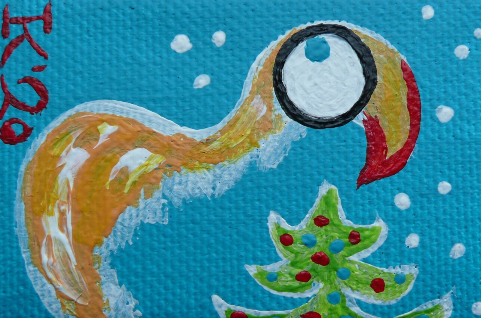 Vogel ziet kerstboom 4