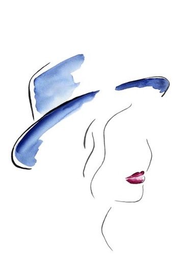Dame met de blauwe hoed