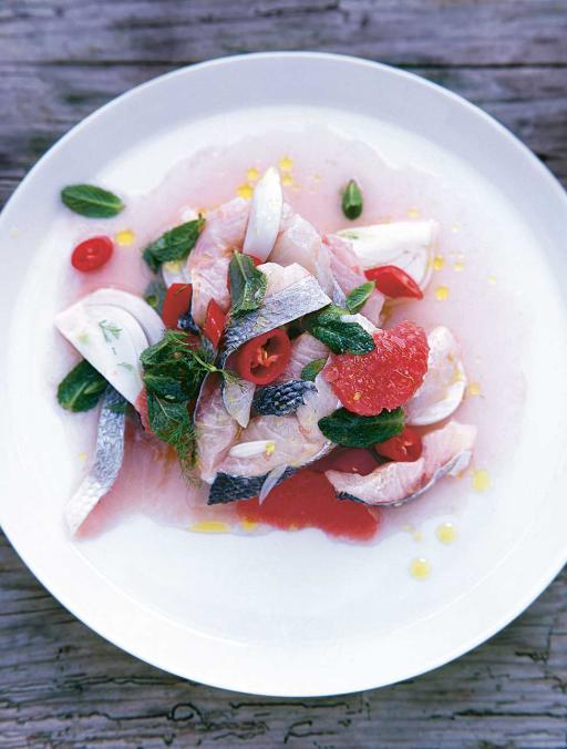Sea bass, fennel & grapefruit ceviche Jamie Oliver Food Jamie