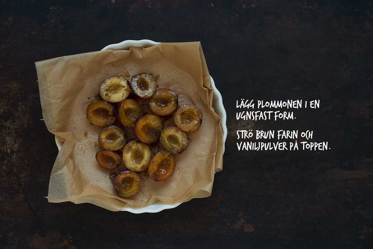 Recept: Havregrynsgröt med mandelmjölk och bakade plommon | Frk. Kräsen