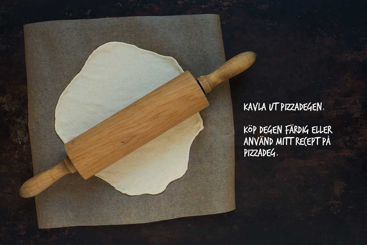Recept: Vit pizza med salami, ruccola och körsbärstomater | Frk. Kräsen