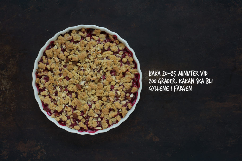 Recept: Crumble med röda vinbär och vit choklad | Frk. Kräsen