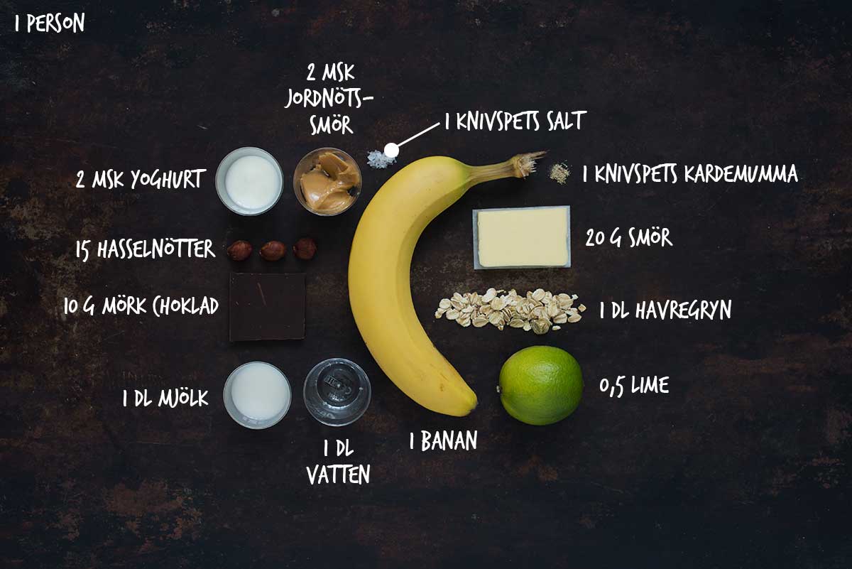 Recept: Havregrynsgröt med stekta bananer och jordnötssmör | Frk. Kräsen
