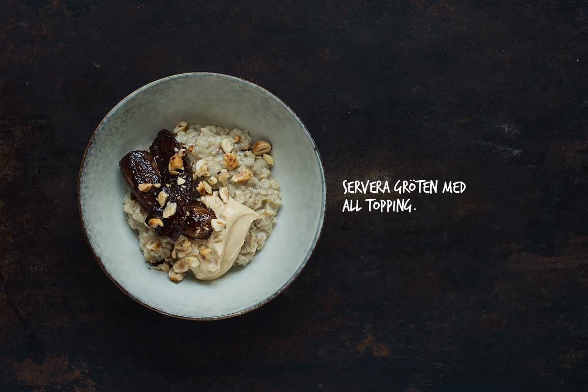 Recept: Havregrynsgröt med stekta bananer och jordnötssmör | Frk. Kräsen