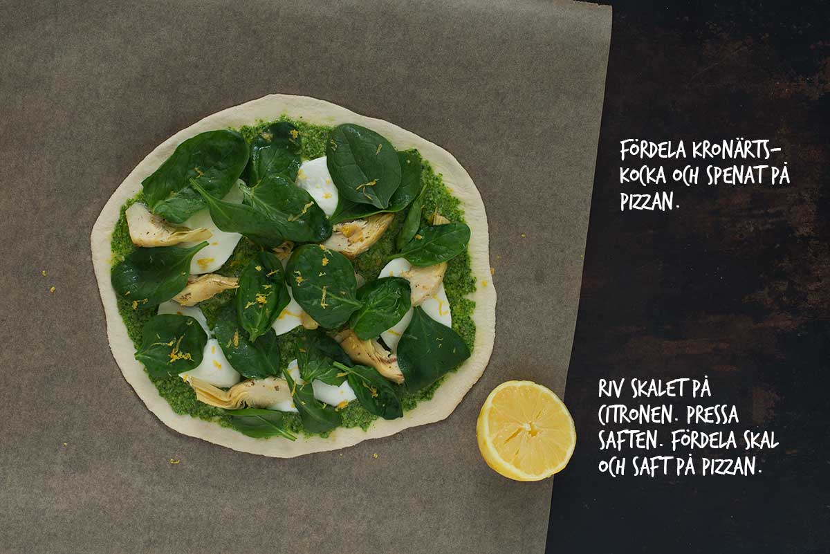 Recept: Pizza med kronärtskocka och spenat | Frk. Kräsen