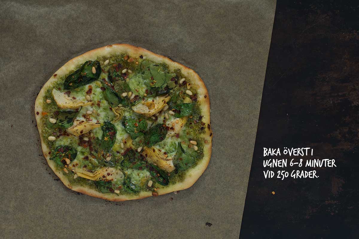 Recept: Pizza med kronärtskocka och spenat | Frk. Kräsen