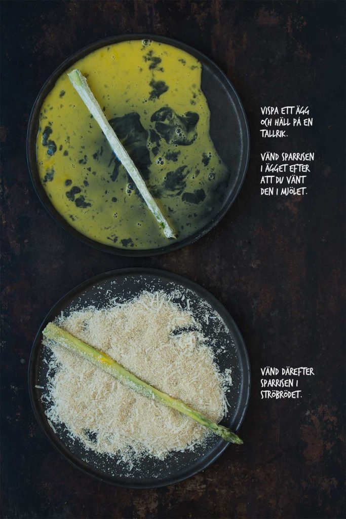 Recept: Panerad sparris med pocherat ägg och ärtor | Frk. Kräsen