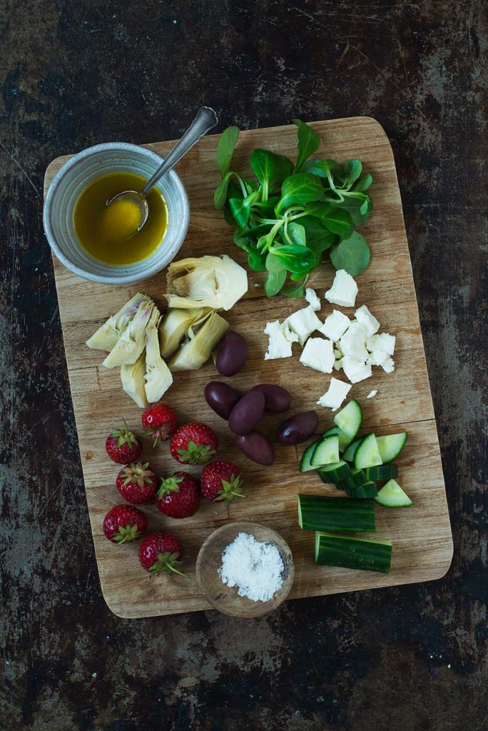 Recept: Kycklingsallad med potatis och jordgubbar | Frk. Kräsen