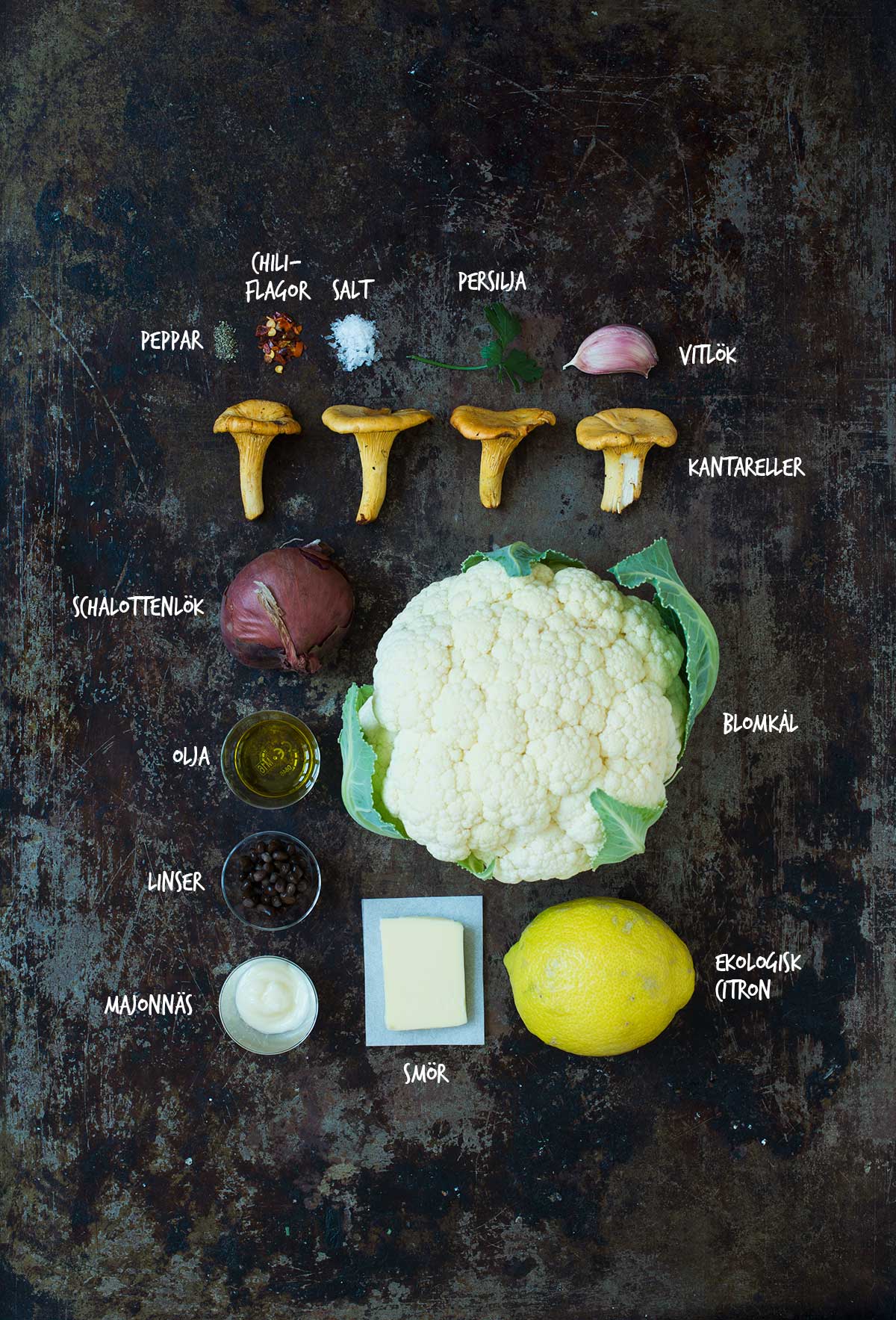 Recept: Sallad med linser, blomkål och kantareller | Frk. Kräsen