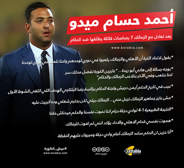 ميدو يطلق 7 "رصاصات قاتلة" بعد تعادل دجلة مع الزمالك