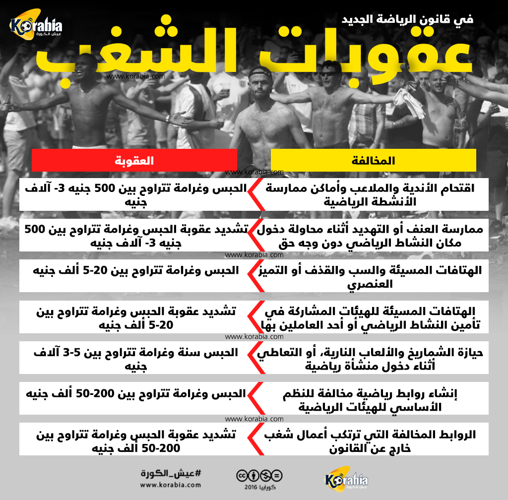 سنة سجن وغرامة مالية عقوبة حامل "الشماريخ" بقانون الرياضة الجديد