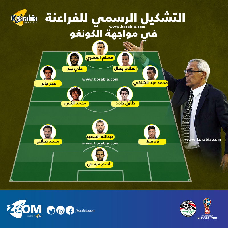 طريق المونديال| رسميا .. الحضري يقود تشكيل الفراعنة في مواجهة الكونغو