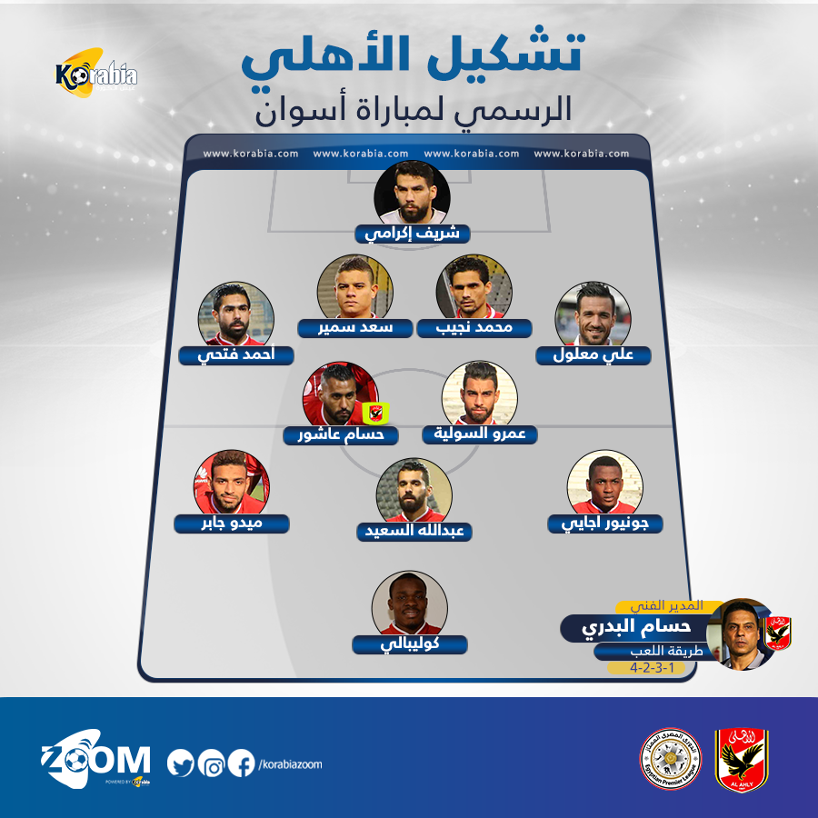 تشكيل الأهلي.. كوليبالي يقود الهجوم أمام أسوان