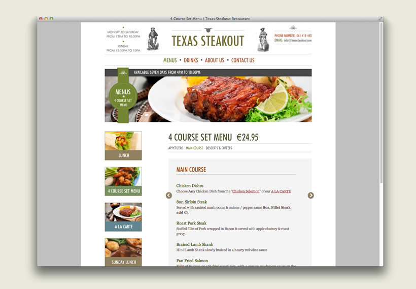 Texas Steakout | Menus Display & Management Texas Steakout | Menus Display & Management