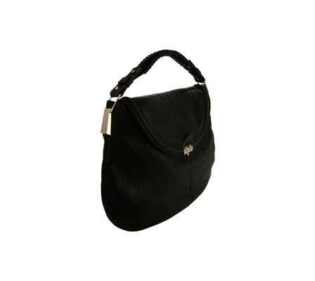 Black Leather Hobo Bag in