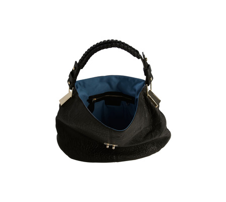 Black Leather Hobo Bag in