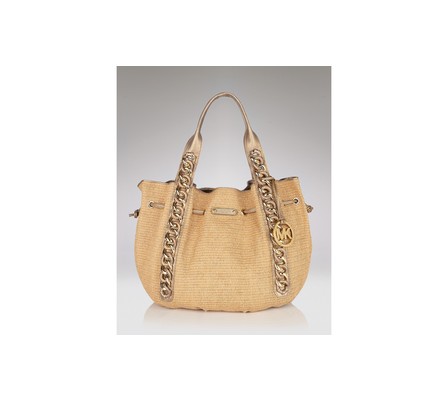 michael kors straw tote. Michael Kors - Michael North South Soft Straw Tote in beige (Black) | Lyst