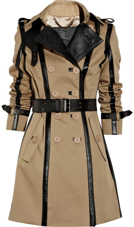 BURBERRY PRORSUM  Leather-trimmed Twill Trench Coat