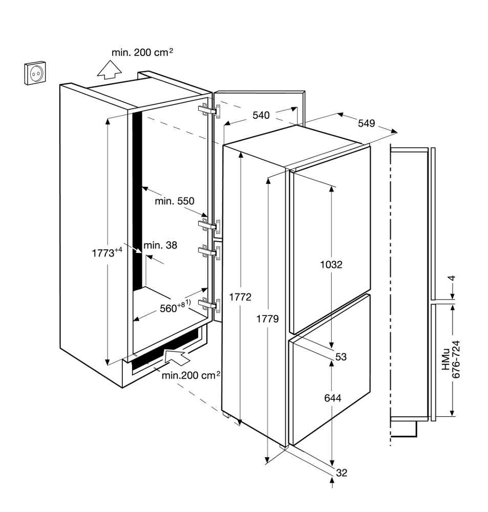Buy Zanussi ZBB28651SA Integrated Fridge Freezer White Marks Electrical