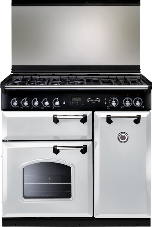 Rangemaster Classic Lidded White with Chrome Trim 90cm Dual Fuel Range