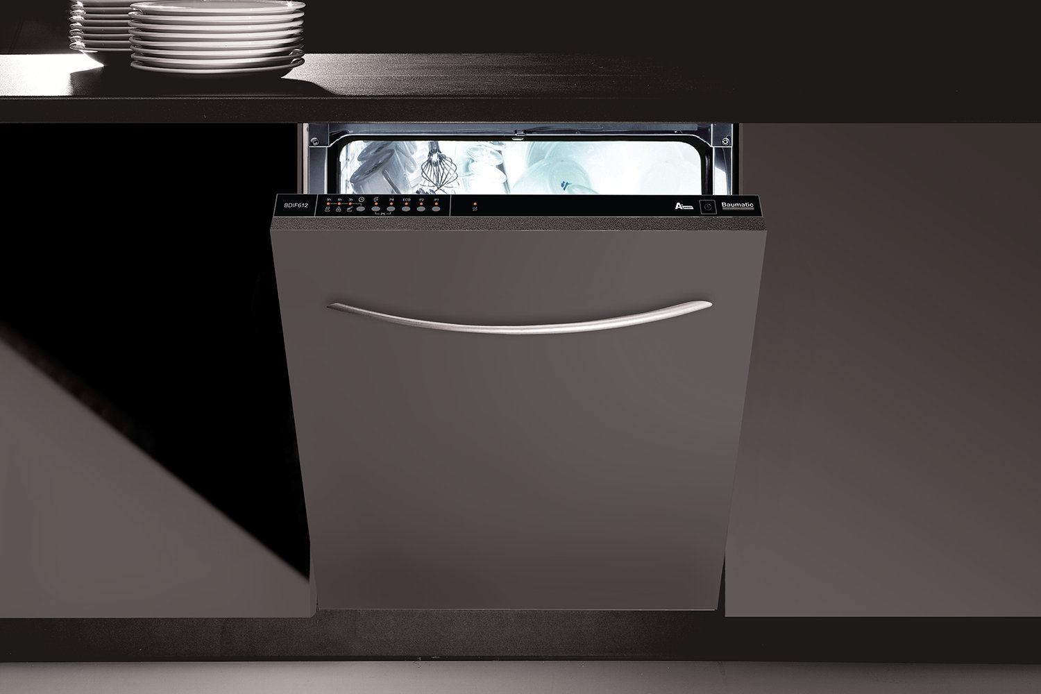 Baumatic BDIF612 Built In Fully Integrated Dishwasher Black Control