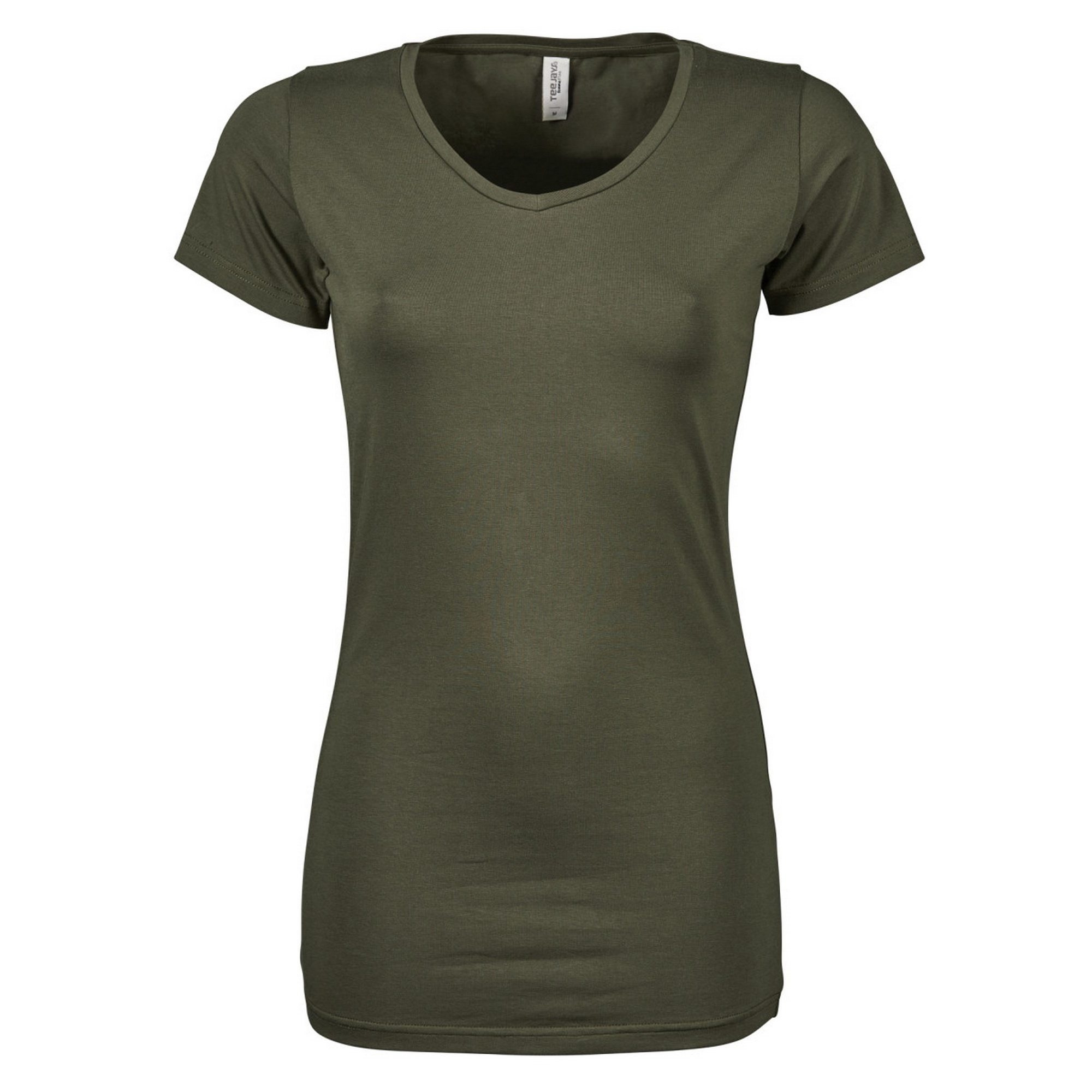 Tee Jays Ladies Stretch Extra Long VNeck Plain Short Sleeve Top T