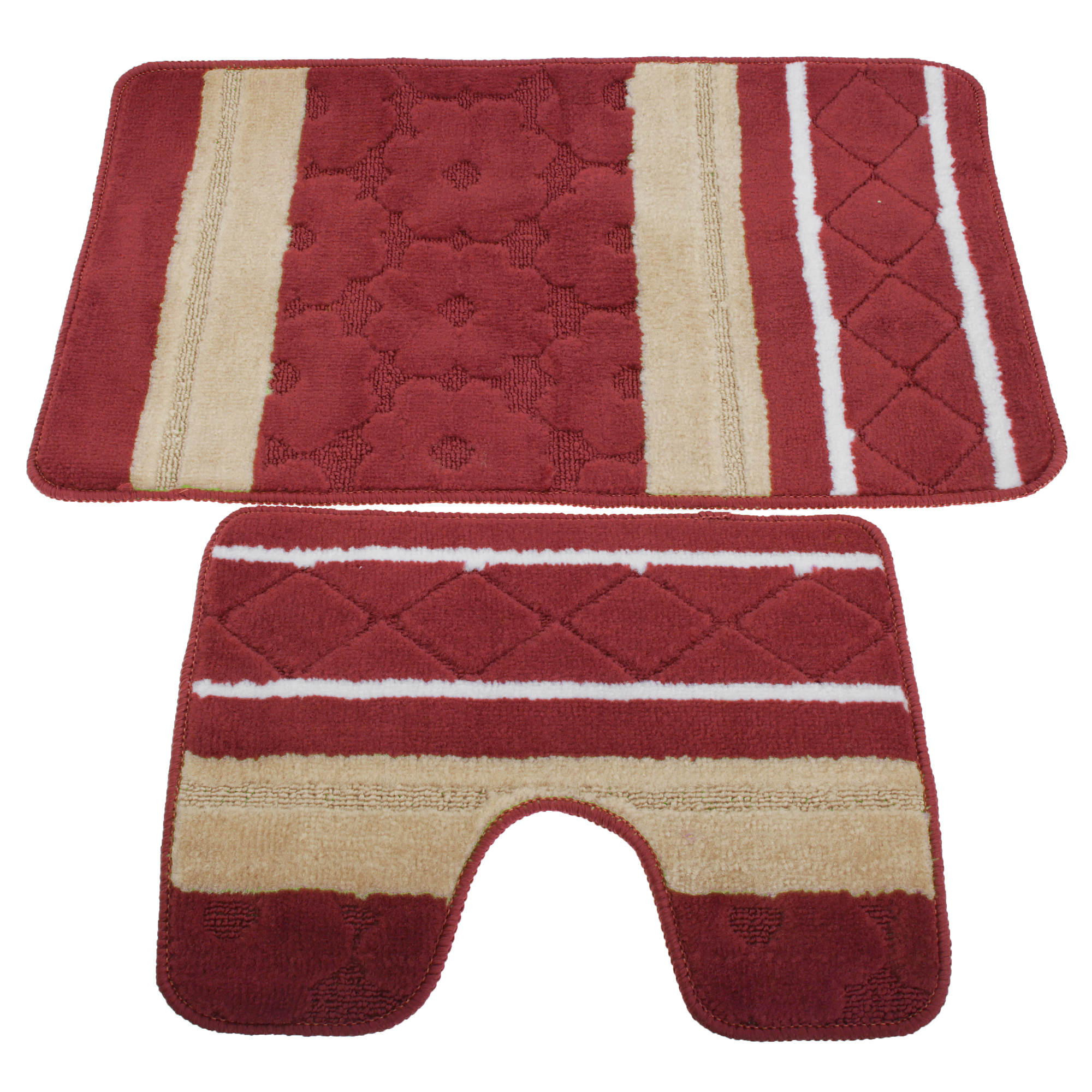 2 Piece Striped Bath Mat/Rug & Pedestal Mat Set eBay