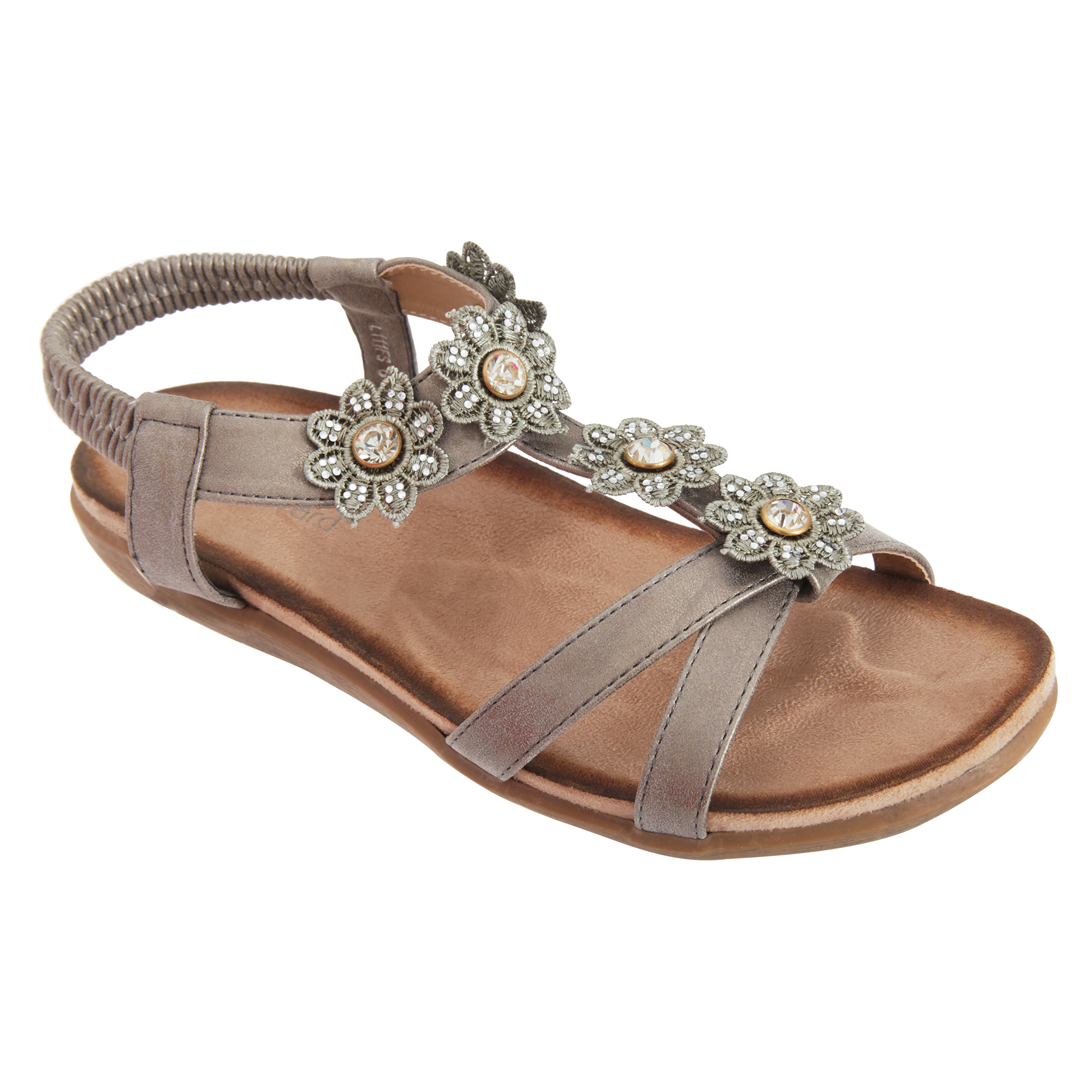 Boulevard Womens/Ladies Flower Design Elasticated Halterback Sandals | eBay