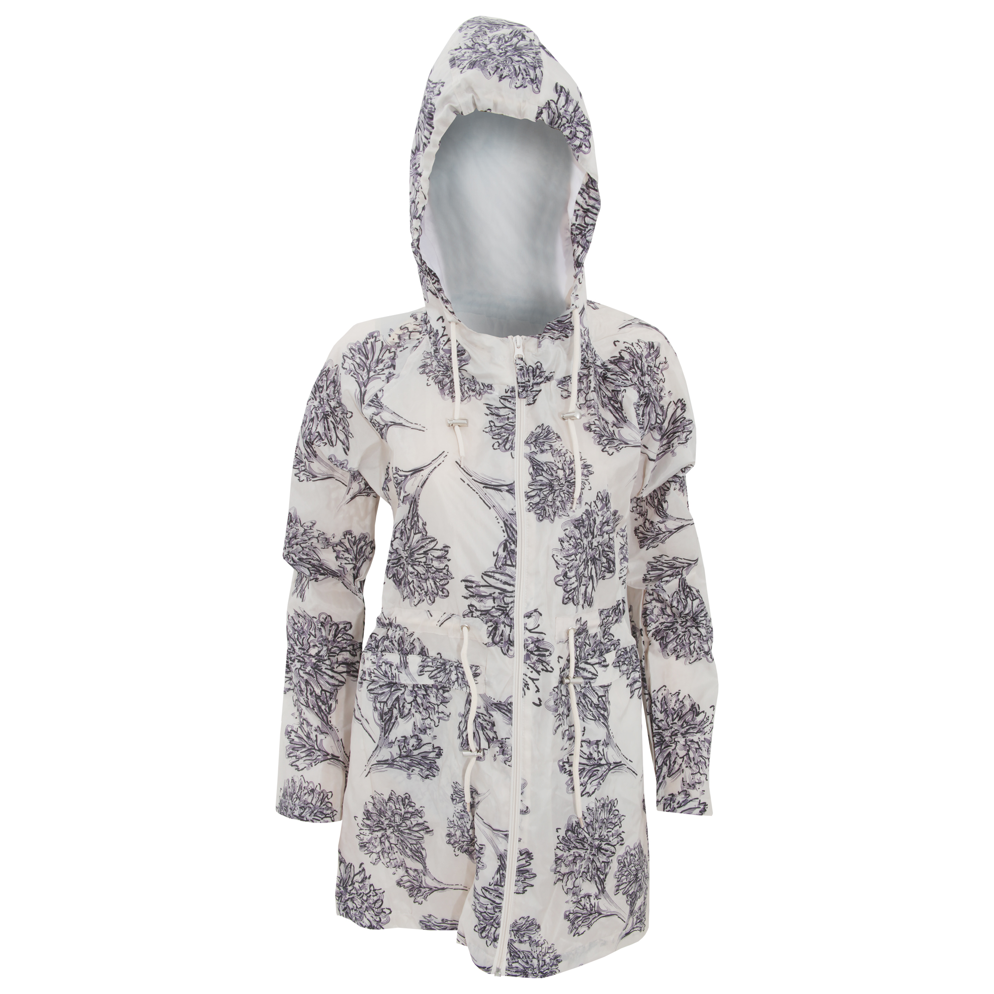 Womens/Ladies Floral Pattern Hooded Packaway Zip Up Festival Jacket