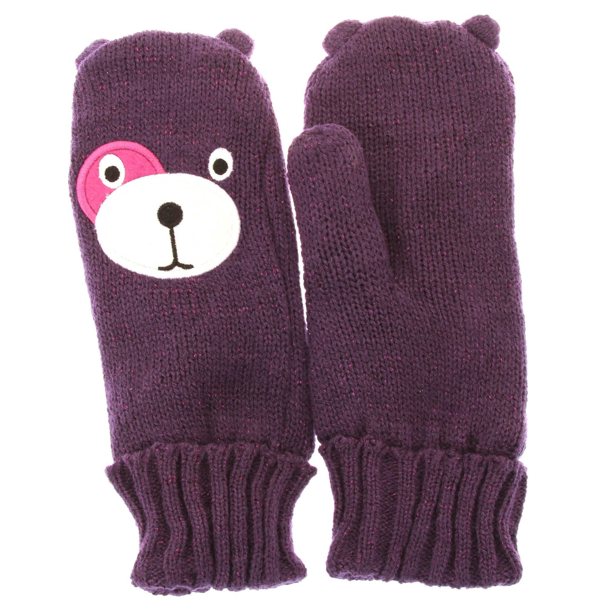 Childrens /Kids Girls Teddy Bear Design Casual Winter Warm Gloves
