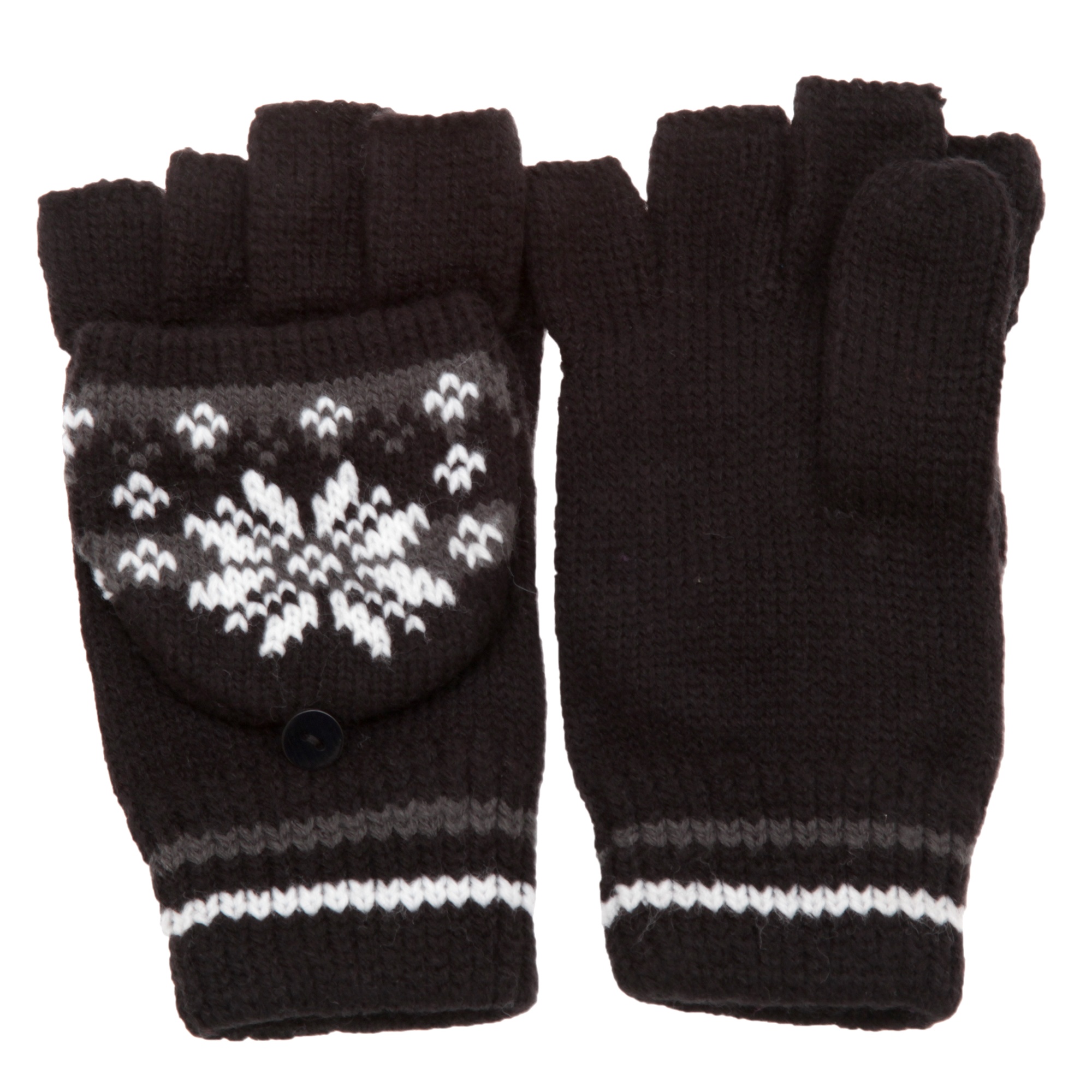 Womens /Ladies Knit Design Patterned Capped Fingerless Winter Gloves