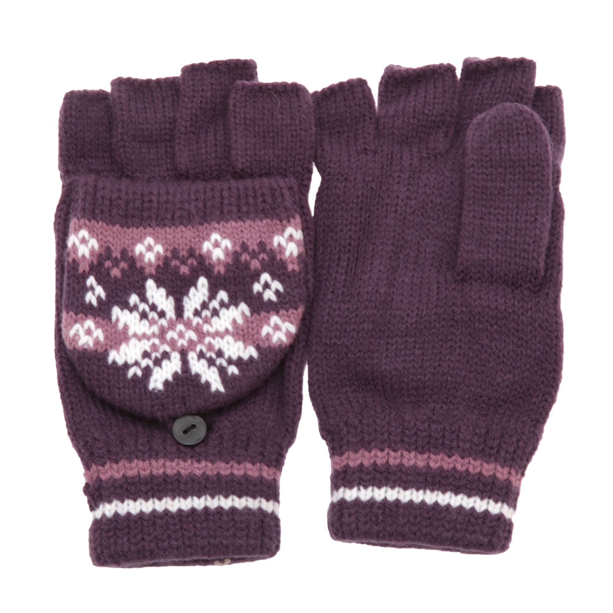 Womens /Ladies Knit Design Patterned Capped Fingerless Winter Gloves