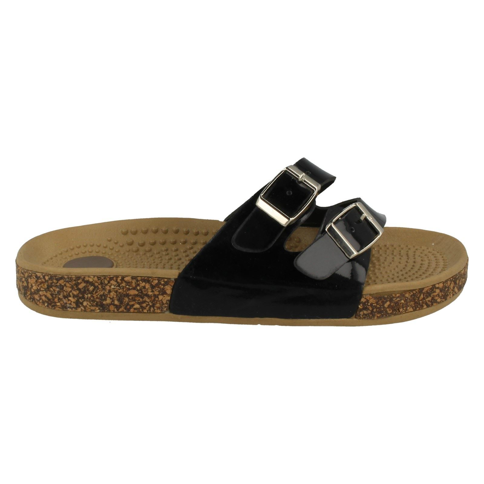 Spot On Womens/Ladies Two Buckle Mule Sandals | eBay