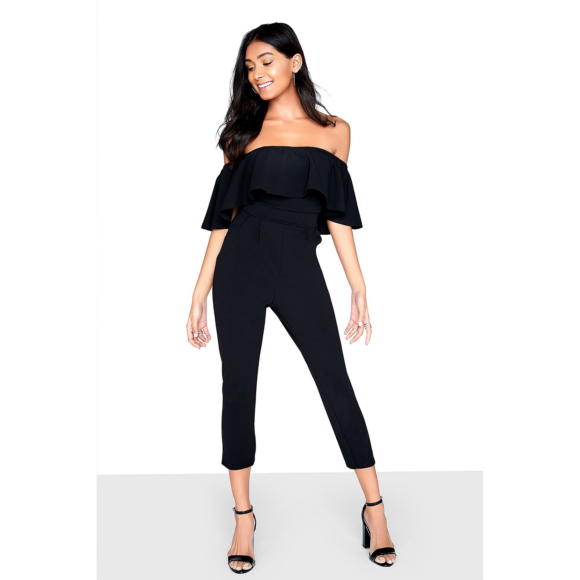 LM899 Girls On Film Womens//Ladies Burgundy Bardot Jumpsuit