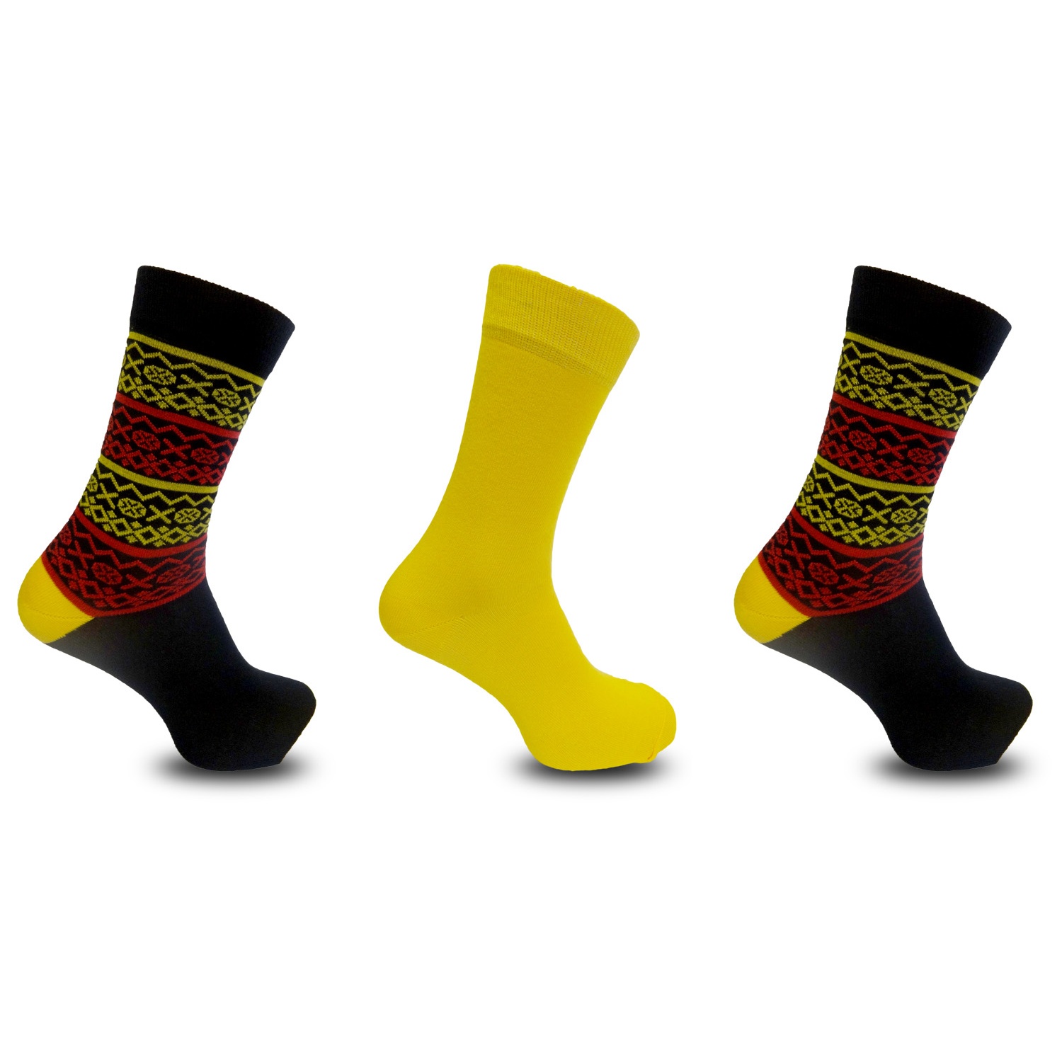 Mens Organic Bamboo Casual Crew Socks With Fairisle Pattern (Pack Of 3