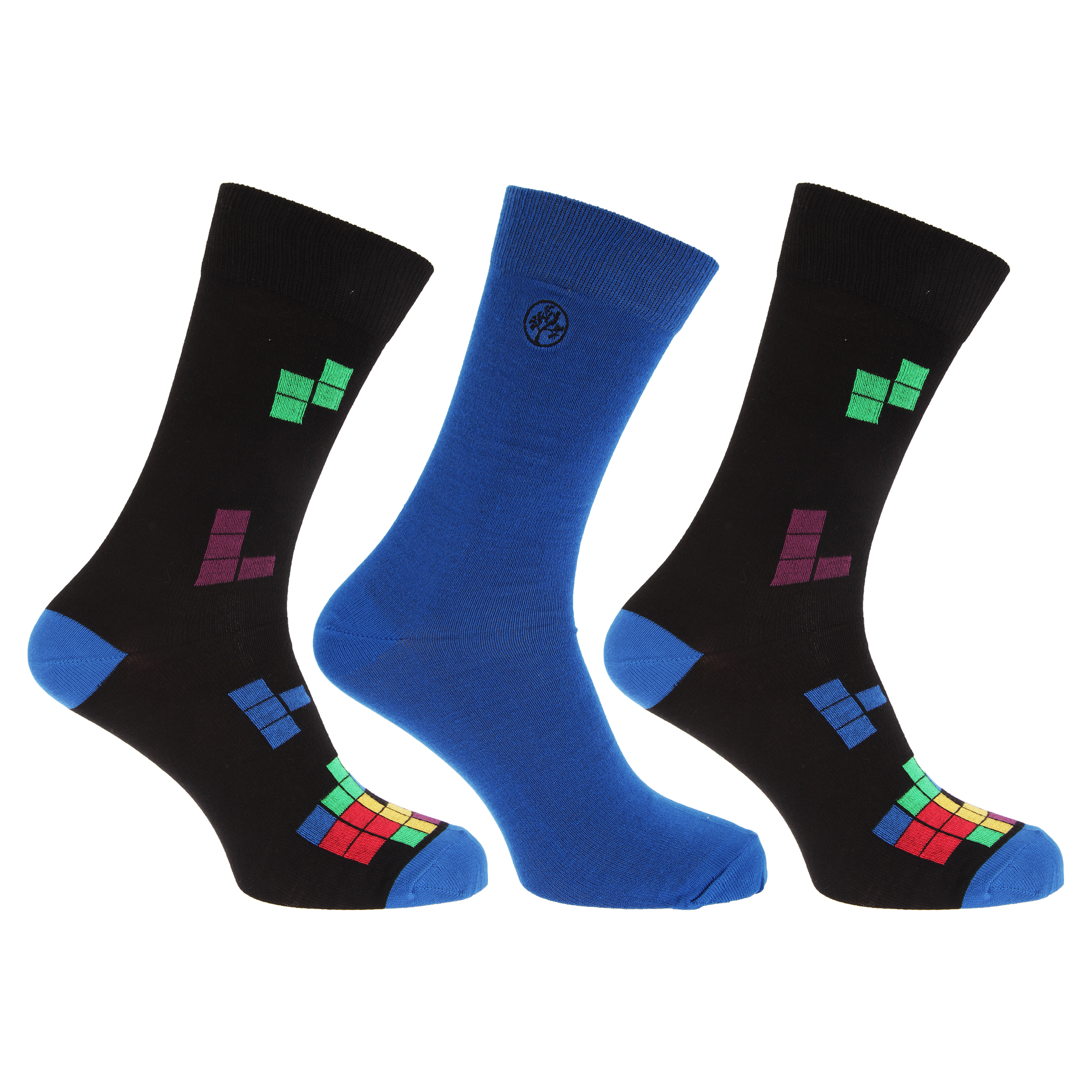 Mens Organic Bamboo Blend Ankle Socks With Tetris Design (Pack Of 3) eBay