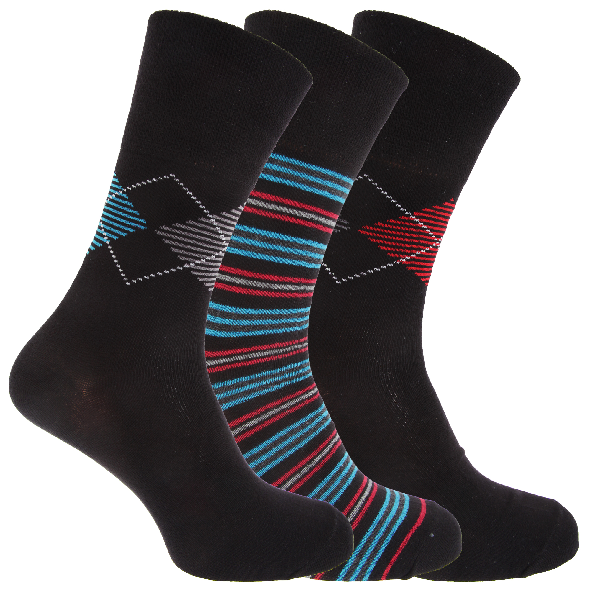 Mens Patterned Cotton Rich Non Elastic Socks (Pack Of 3) eBay