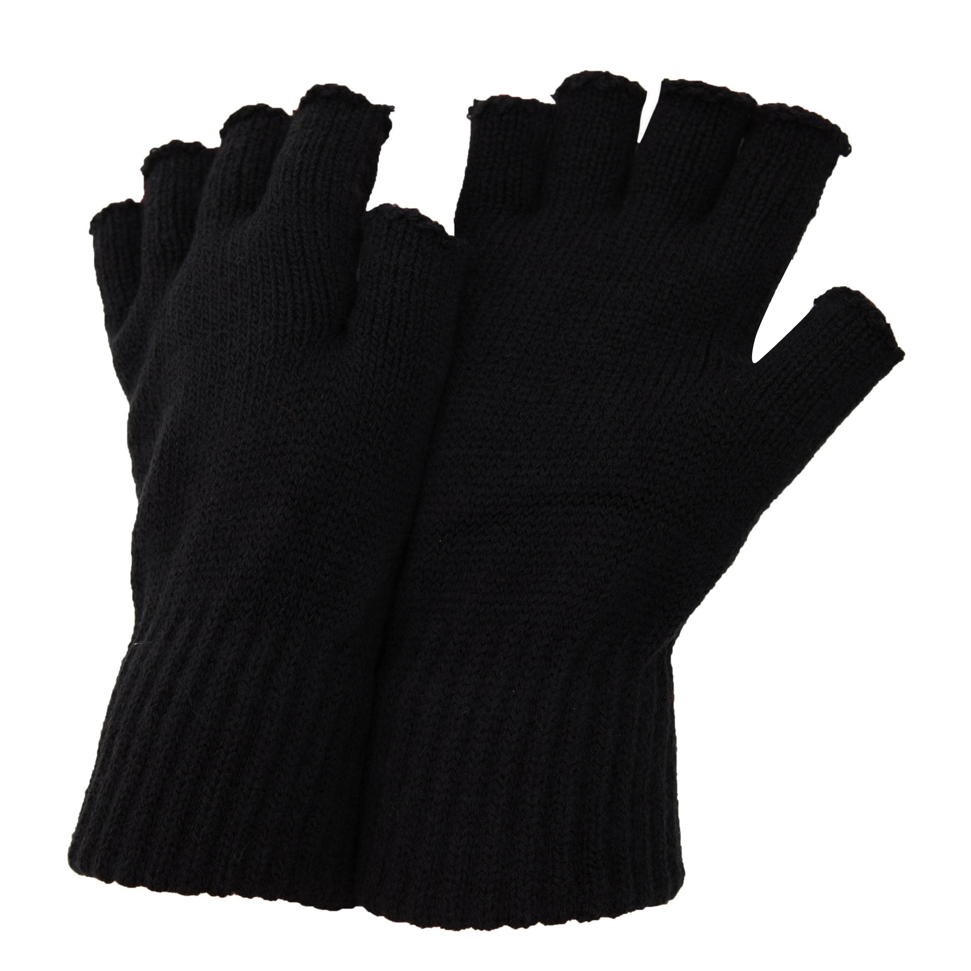 FLOSO Mens Casual Plain Design Winter Warm One Size Fingerless Gloves