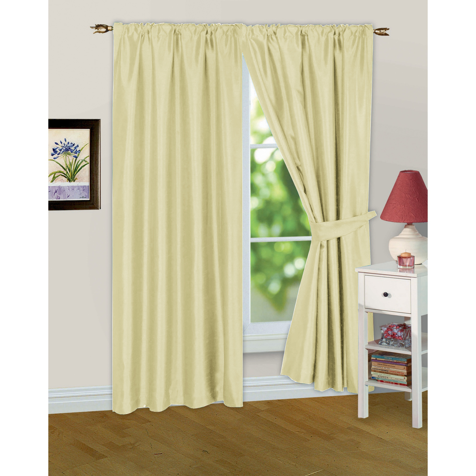 Faux Silk Ready Made Fully Lined Modern Window Curtains/Drapes And
