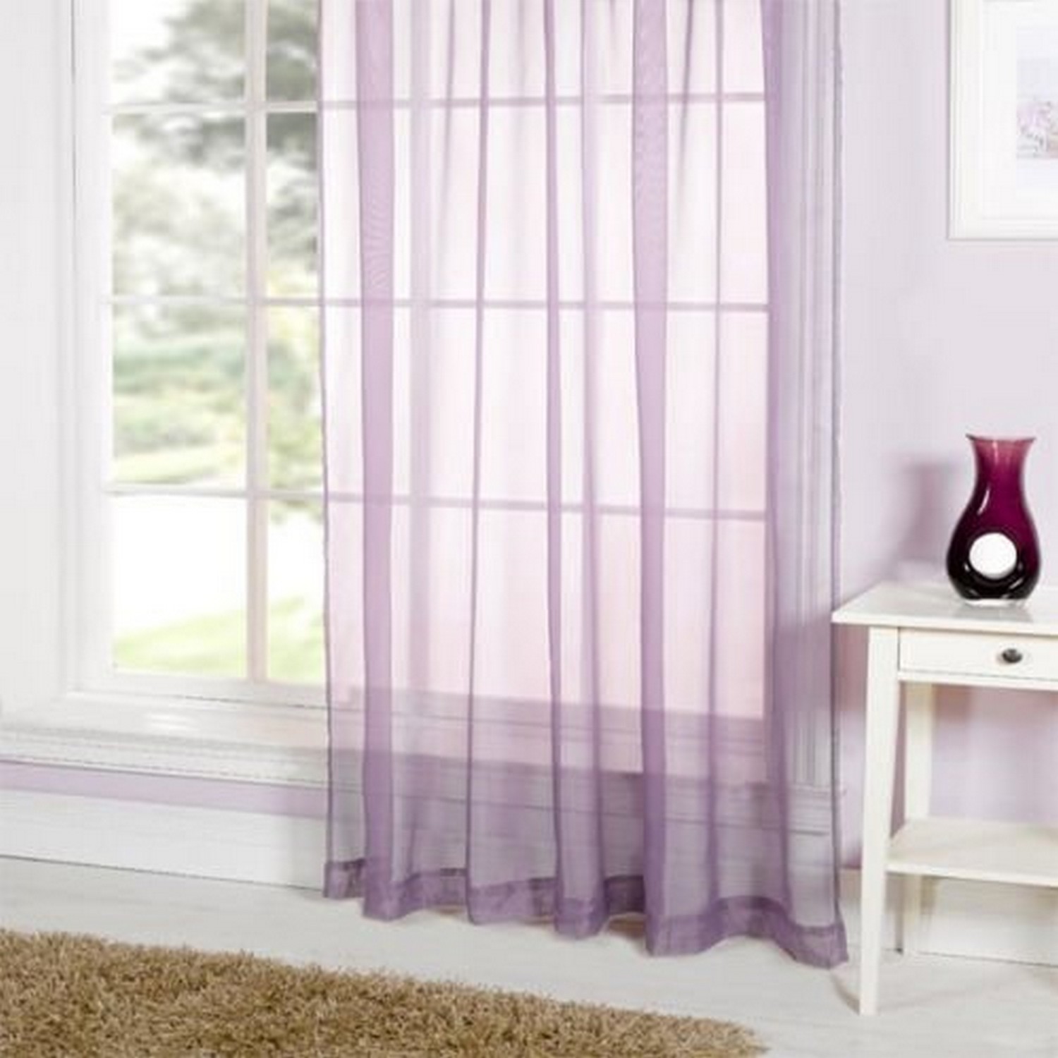 Lucy Plain Colored Scarf Valances Voile Panel Window Sheer Curtains/Drapes