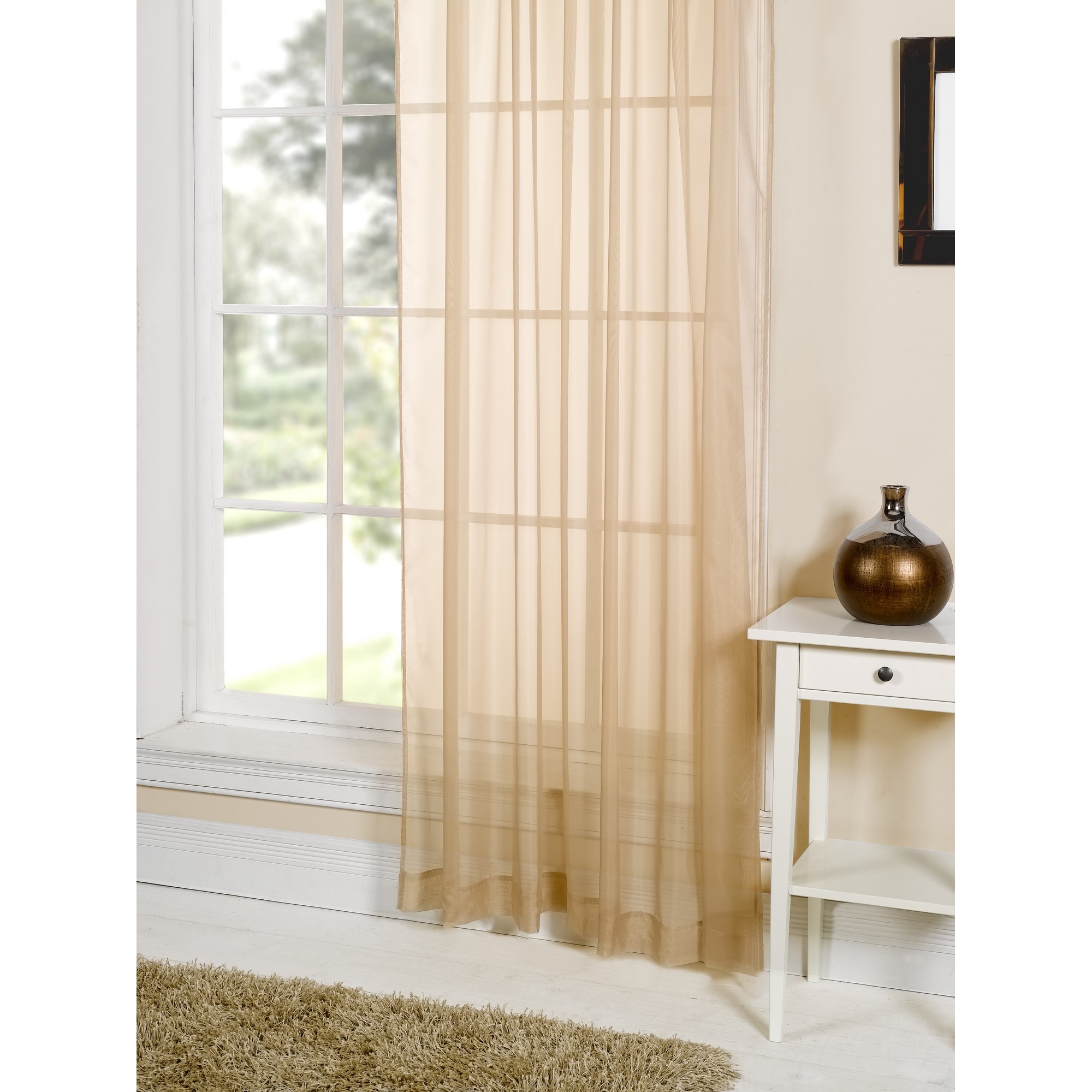 Lucy Plain Colored Scarf Valances Voile Panel Window Sheer Curtains