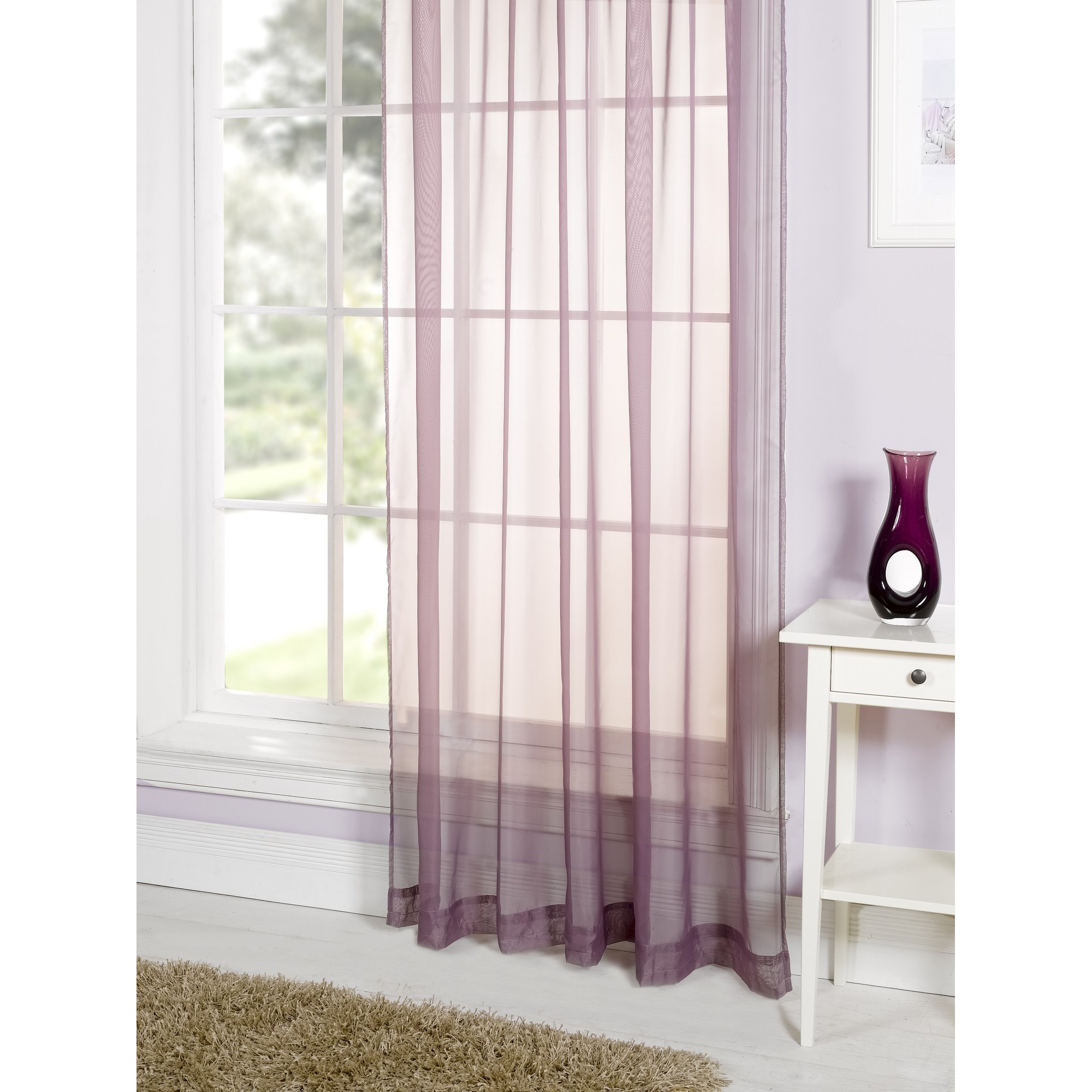 Lucy Plain Colored Scarf Valances Voile Panel Window Sheer Curtains/Drapes