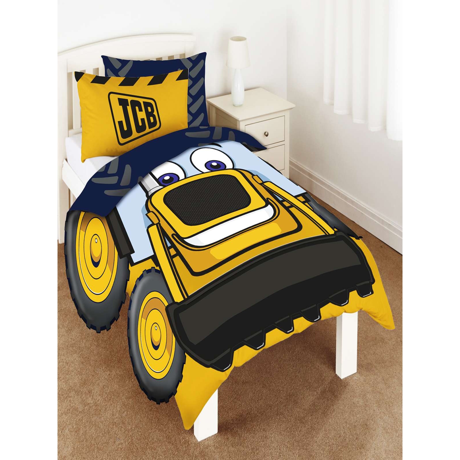 JCB Childrens/Kids Boys Digger Shaped Single Duvet Cover Bedding Set eBay