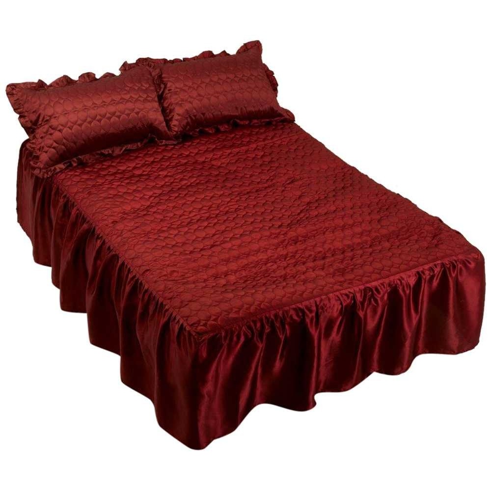Emma Barclay Ruby Quilted Satin Bedspread And Pillow Shams Bedding Set