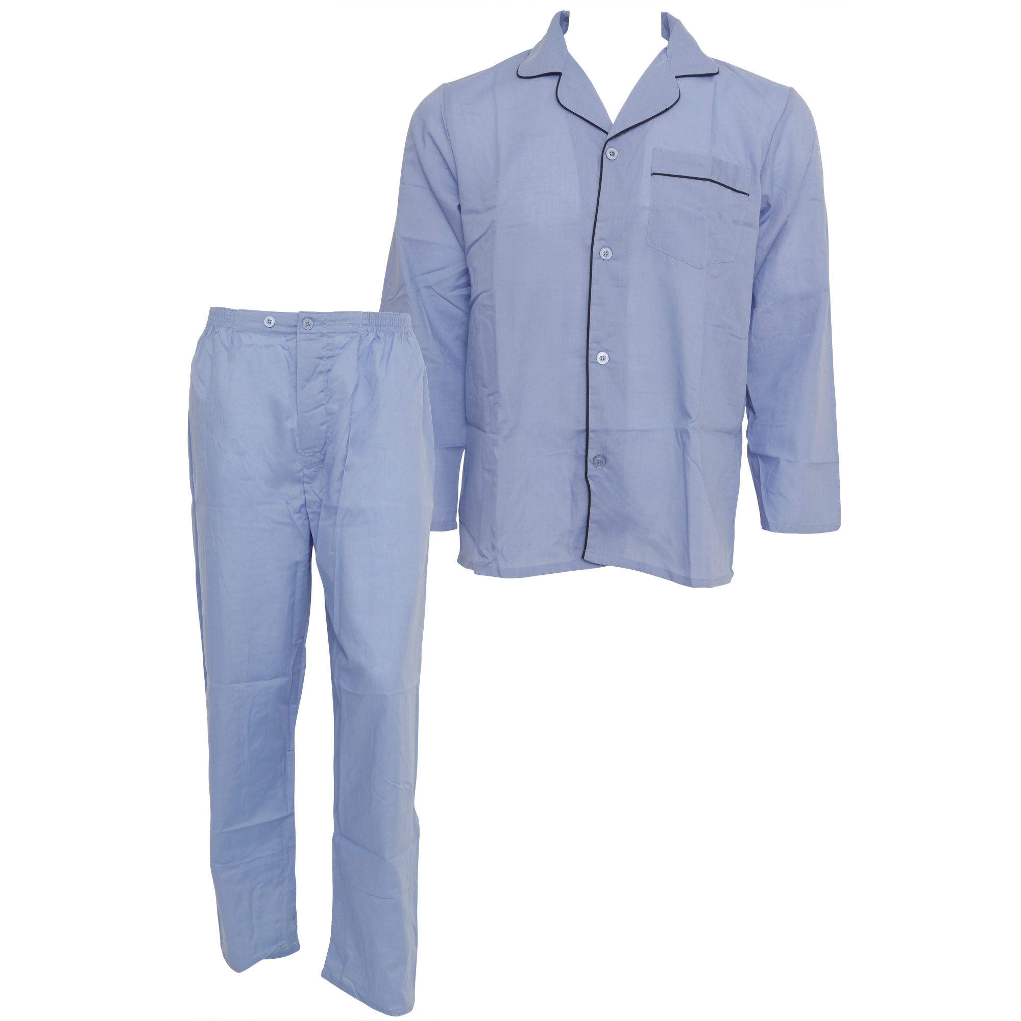Mens Long Sleeve Button up Shirt And Trouser Pajama Set Nightwear