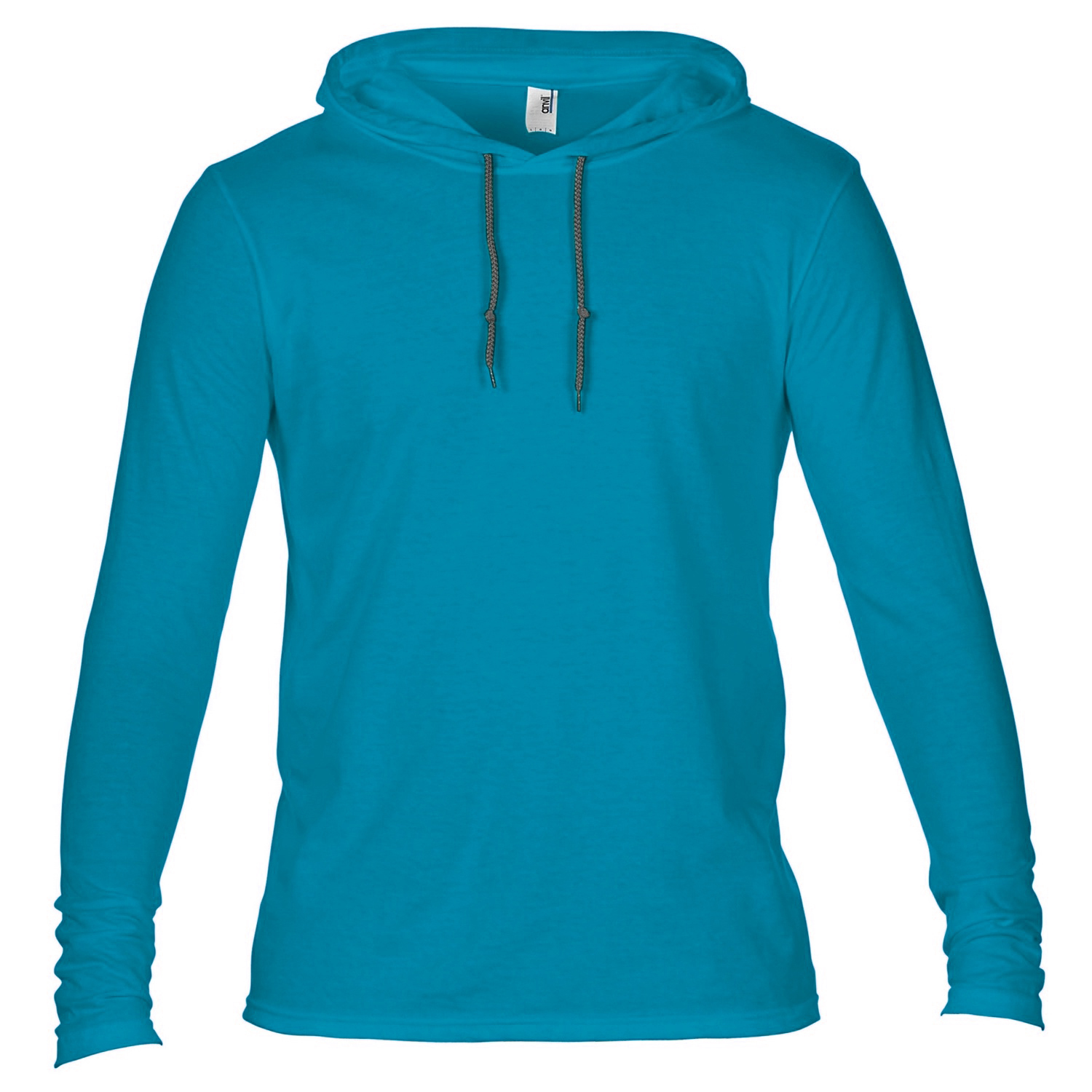 Anvil Mens Fashion Plain Long Sleeve Hooded TShirt eBay