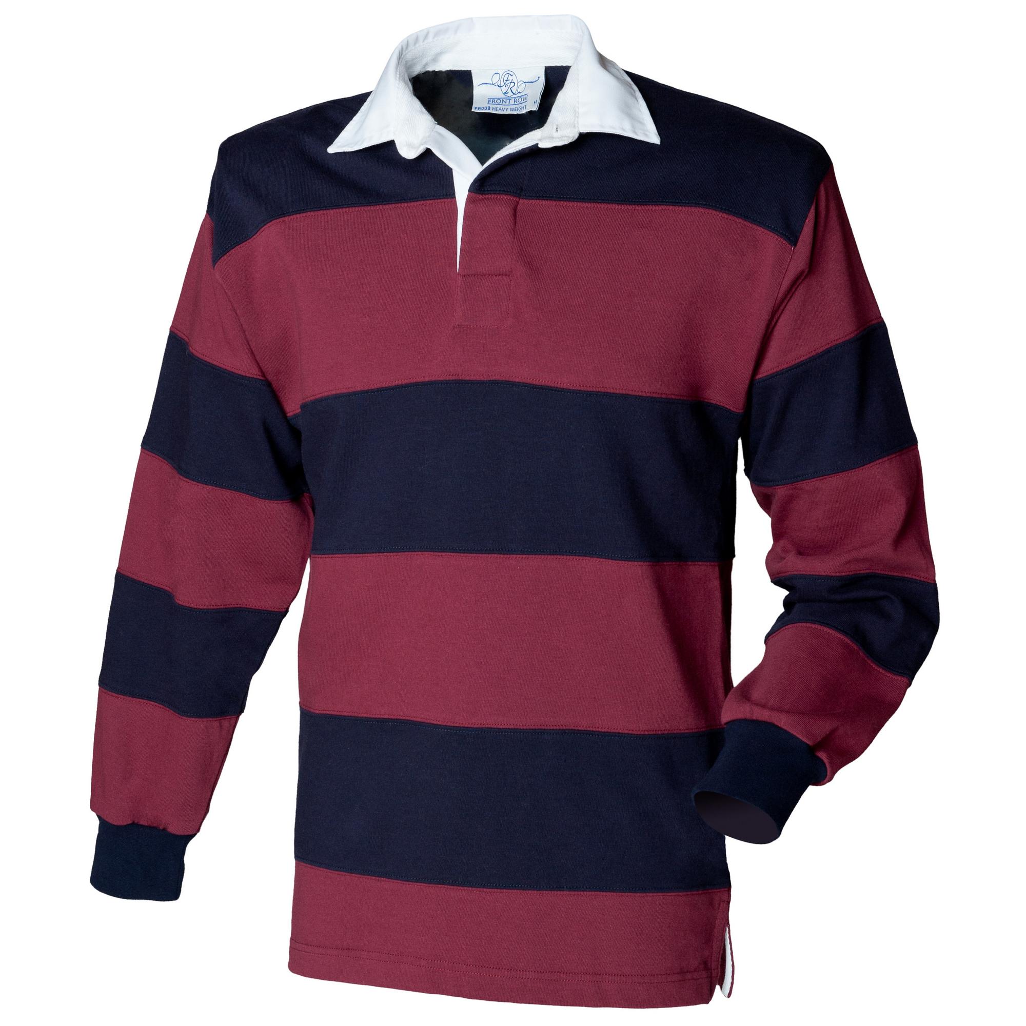 Front Row Sewn Stripe Long Sleeve Sports Rugby Cotton Polo Shirt /T