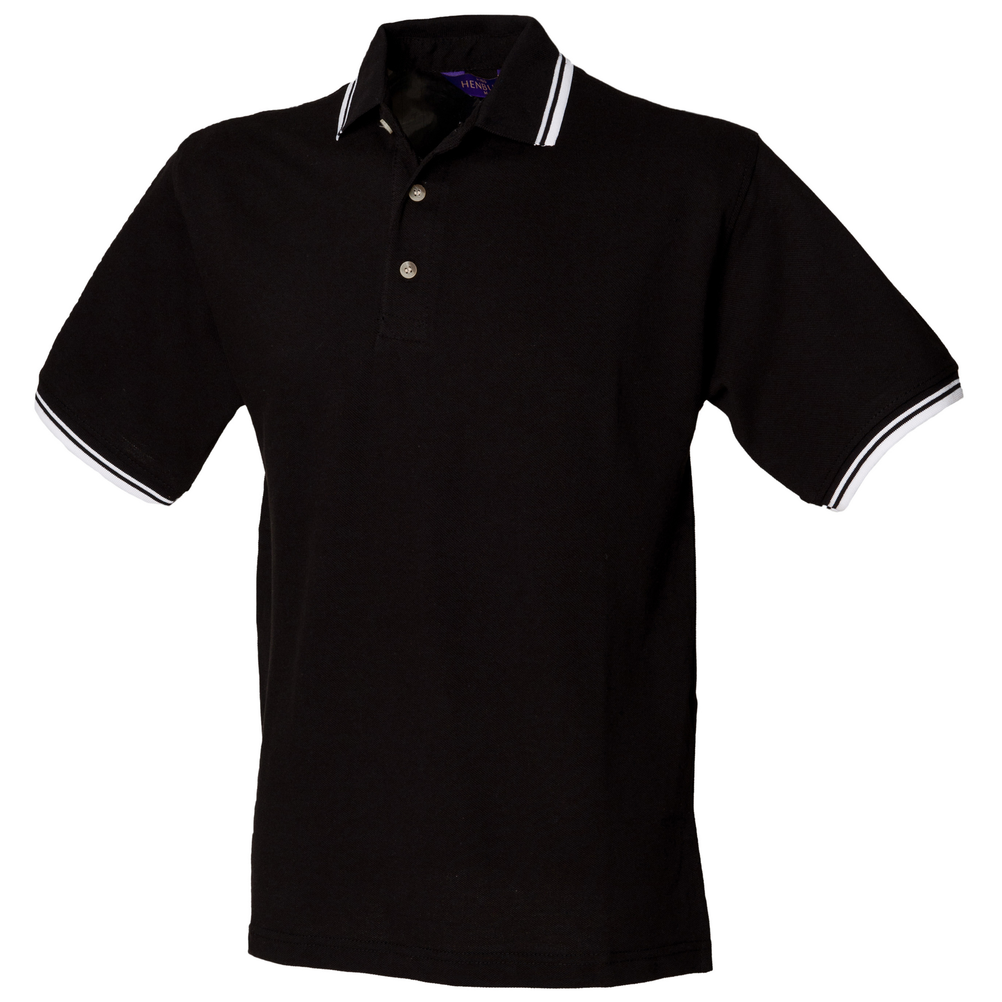 Henbury Mens Classic Tipped Collar & Cuff Short Sleeve Cotton Polo